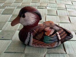 Vintage Ente, Entenfigur, Mandarinente, 7 x 4 x 2.5 cm
