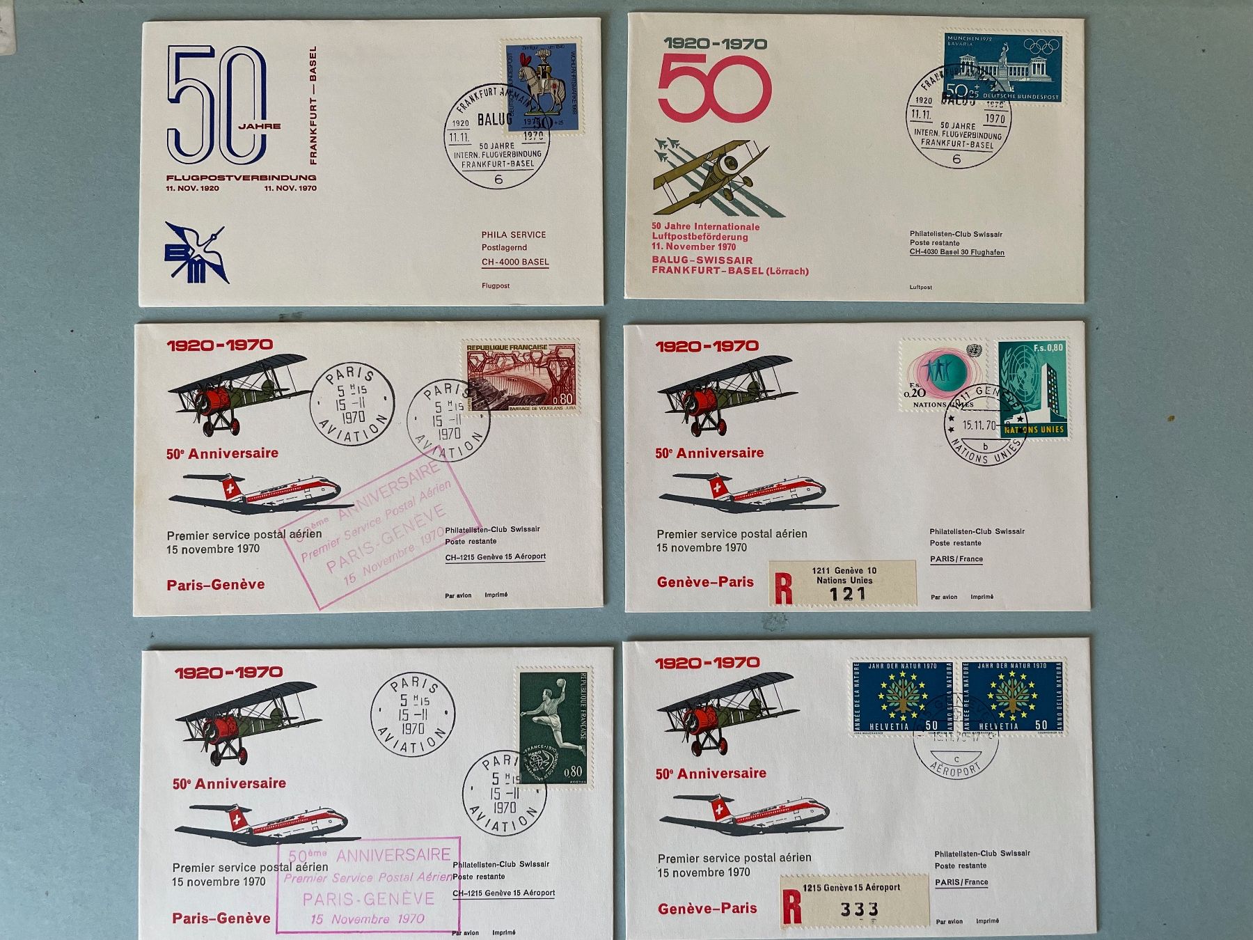 Alle Briefmarken: 23 FDCs Luftpost-Abfertigung Schweiz - Ausland – Gebraucht aus Zürich von stzepp 2