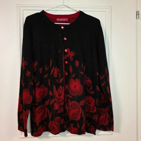 Merino Cardigan mit Blumenprint – Gr. 38/40