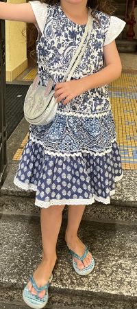Sweet blue/white dress 4/5 years (104-110cm)