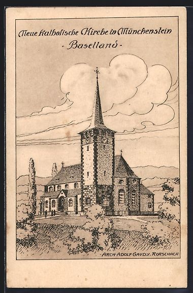 Cartoline postali: Münchenstein /Baselland, Neue katholisc – Usato da Berlin venduto da bartko-reher
