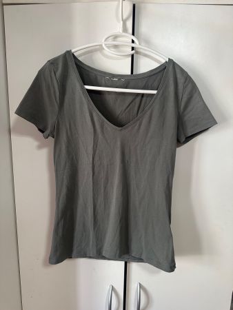 Damen T-Shirt V-Ausschnitt dunkelgrau Grösse S/M