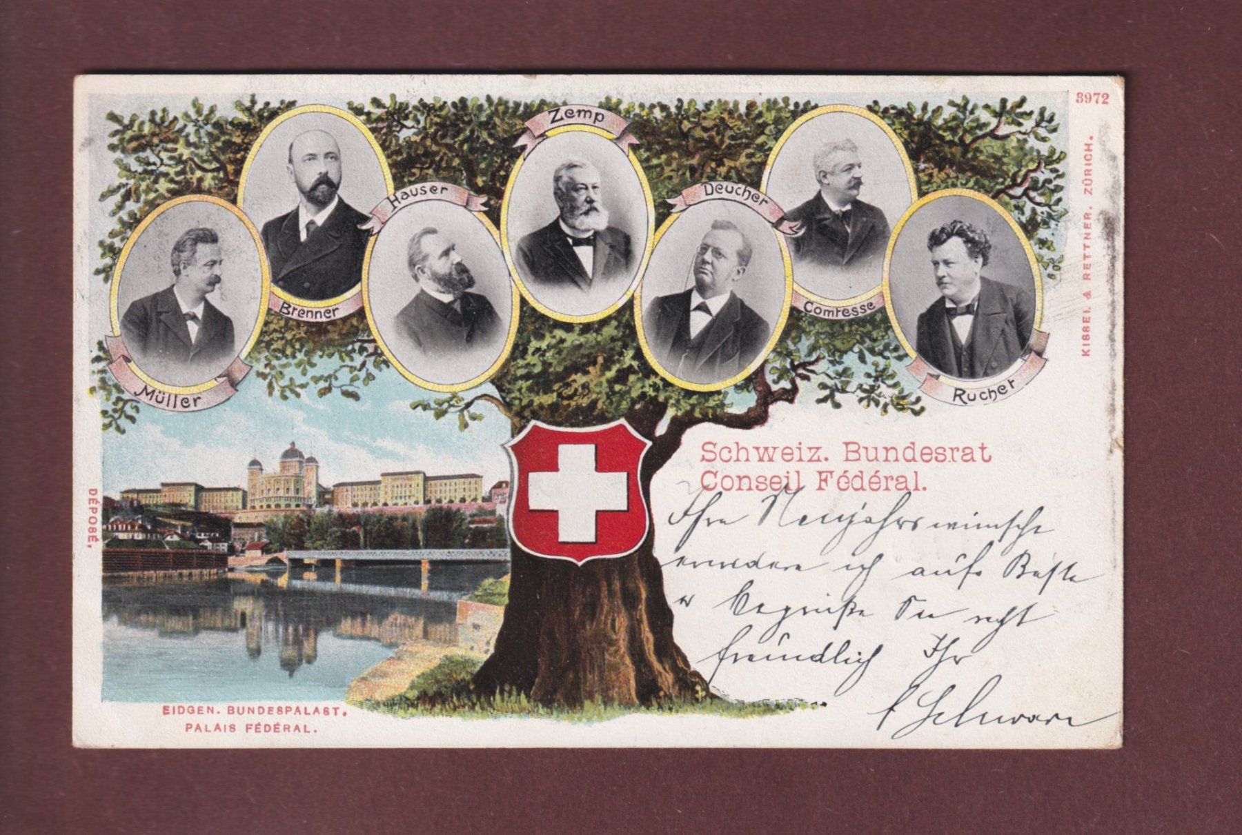 Cartoline postali: BERN - Bundespalast - Bundesrat 1903 – Usato da Pully venduto da nicecards