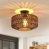 Rattan Deckenlampe Ø30cm, Dunkel Braun(ohne Glühbirne)E27