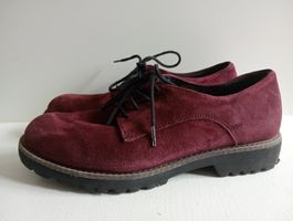 Tamaris Derby Halbschuhe Bordeaux Wildleder Gr. 36