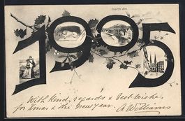 Luzern, Neujahrskarte 1905 mit Elixzweig
