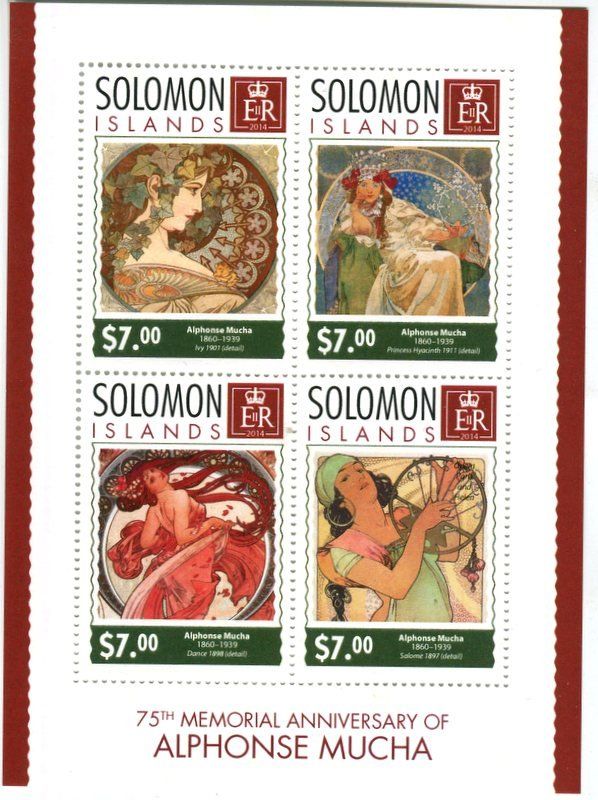 Alle Briefmarken: Block "Malerei. Alfons Mucha". Salomonen – Neu und originalverpackt aus Basel von Butsch5