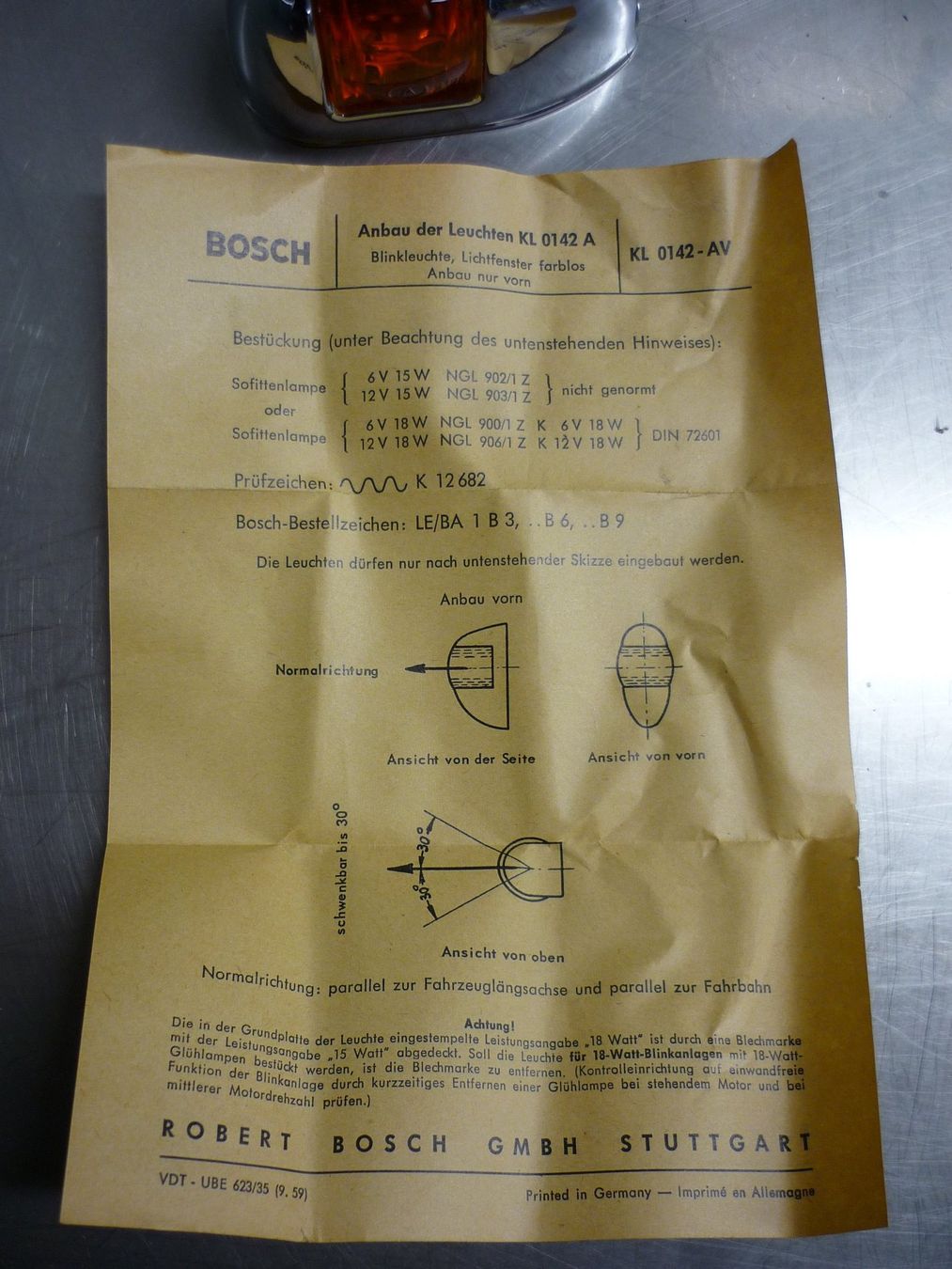 Bosch Tutti pezzi di ricambio auto: Bosch Blinkerleuchte 0 311 600 017 Oldtimer – Nuovo e nell'imballaggio originale da Kerzers venduto da Ernst12345 2