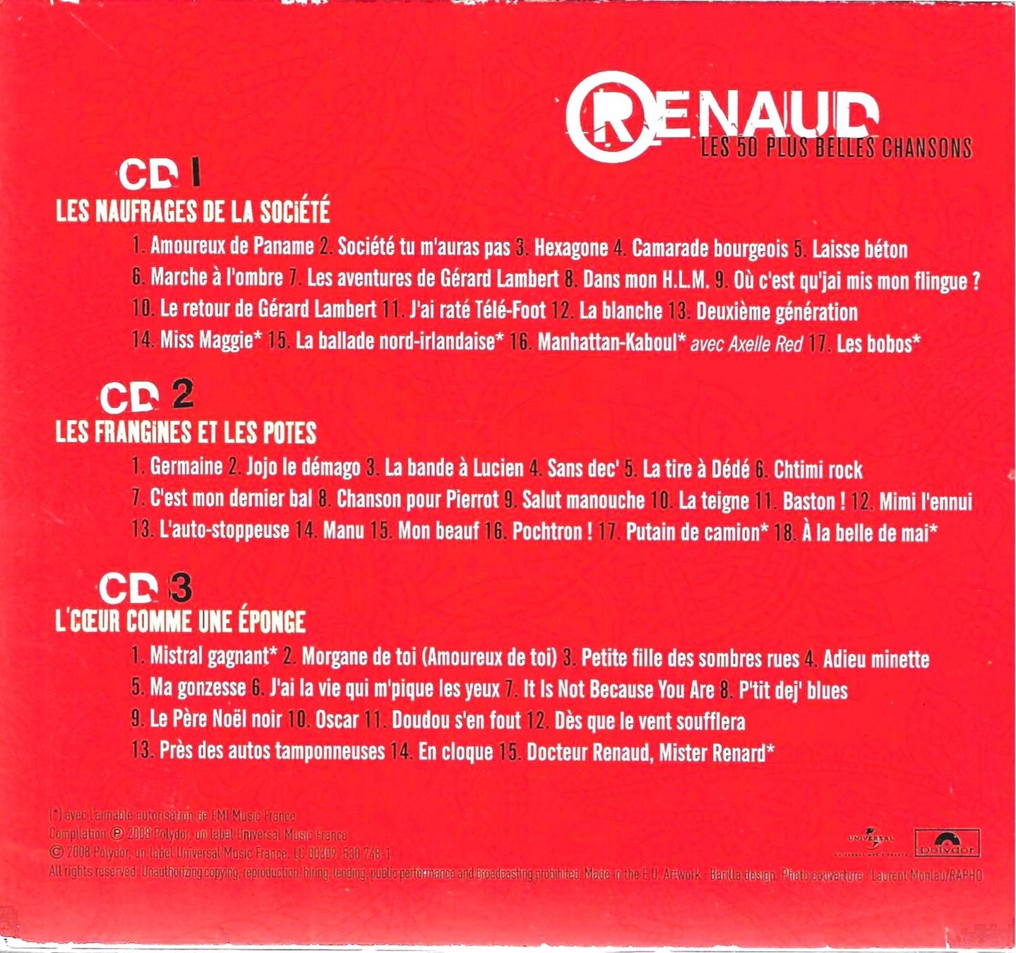 CD: Renaud 3 CD's Digipack - Les 50 plus belles chansons – Usato da Savagnier venduto da Ne2065 1