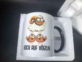 Lustige Tasse "Bock auf Vögeln" - Gag Geschenkidee!