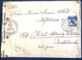 1947 - Schweiz Zensurbrief Zürich - Kiel ( Britische Zone )