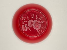 Vintage Glasschale rubinrot mit Blumenschliff Ø11cm