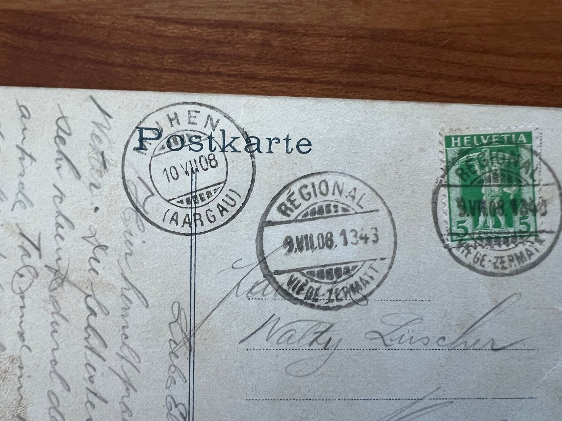 Cartoline postali: AK  1908 Matterhorn (G1599) – Usato da Hinwil venduto da Sidi4 1