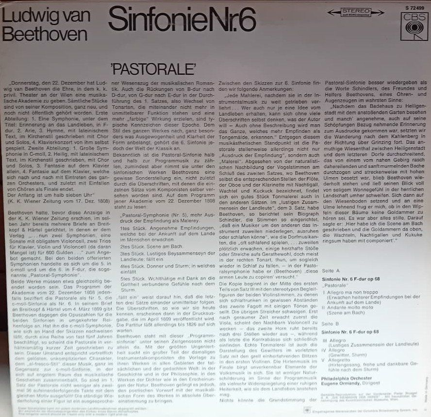 Schallplatten: Beethoven/PO/Ormandy: Symphony No 6, F Major, "Pastorale" LP – Neu (gemäss Beschreibung) aus Steinhausen von Vilivinili 1