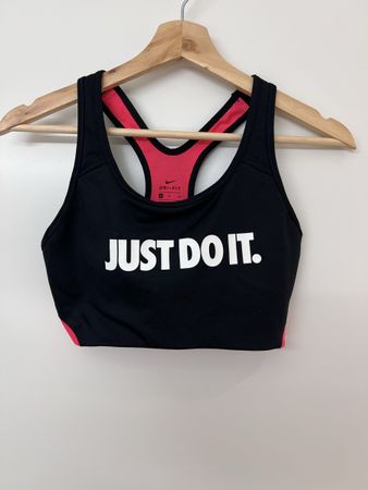 Nike Dri-FIT Sports Bra, Black and Pink, Size M