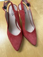 Schuhe italienischeSlingpumps rot Wildleder Absatzhoehe 8cm 