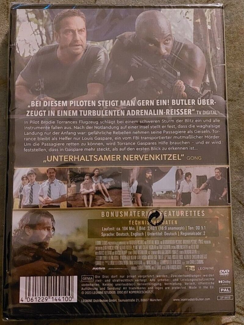 Tutti i DVDs: Plane - Gemeinsam überleben oder alleine sterben      ©'2023 – Nuovo e nell'imballaggio originale da St. Gallen venduto da elkapone 1