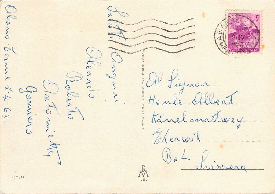 Ansichtskarten: Buona Pasqua, circolata 1963 – Gebraucht aus Frauenfeld von POML 1