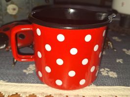 Vintage Messbecher Rot mit weissen Punkten,Küchen Deko