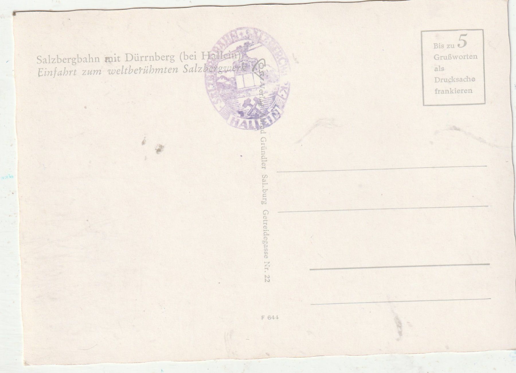 Cartoline postali: Salzbergbahn – Usato da Lumbrein venduto da made02 1