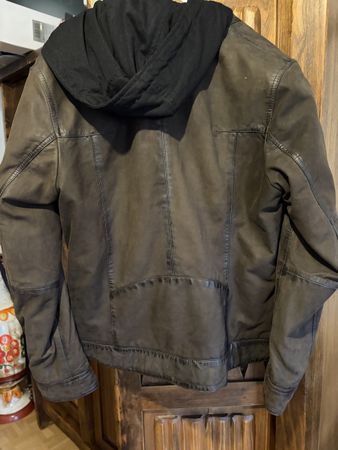 Veste en cuir Q-21 marron avec capuche taille 42