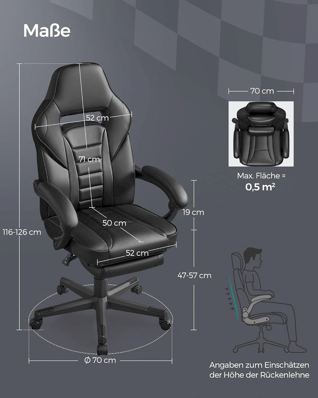 Sedie per ufficio: SONGMICS Gamingstuhl schwarz – Nuovo e nell'imballaggio originale da Bottighofen venduto da zaap 7