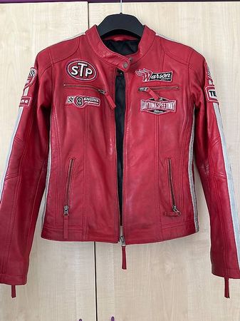 Veste en cuir femme Warson Motors Daytona Red taille S