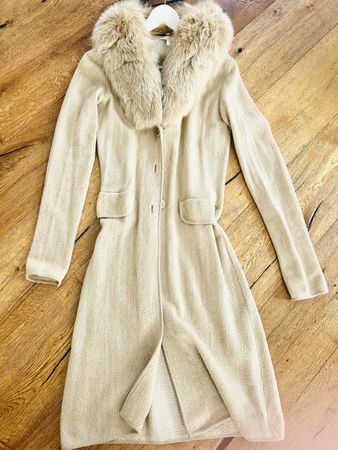 Strickmantel Max Mara mit Echtpelz Gr. S