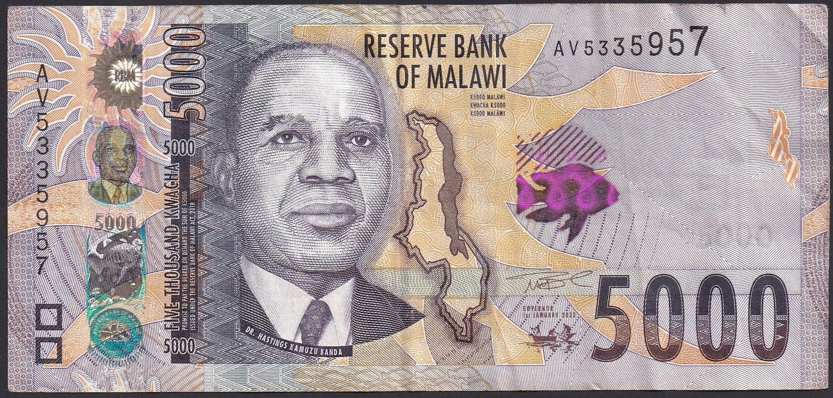 Banknoten: Malawi 5000 Kwacha 2022 – Gebraucht aus Brugg AG von banknoten_muesli