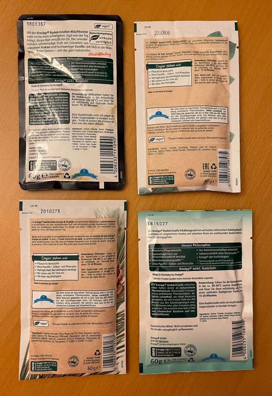 Altro per la cura del corpo: 4 Beutel Kneipp Badekristalle verschiedene Düfte – Nuovo e nell'imballaggio originale da Basel venduto da Seifehuesli 1