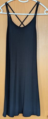 Schwarzes Sommerkleid mit gekreuzten Trägern, Grösse S