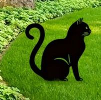 Sitzende Katze Gartenstecker Metall (30 cm)