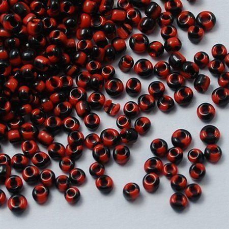 Perlen (unechte): Rocailles Schwarz-Rot gestreift 3mm – Neu (gemäss Beschreibung) aus Rüegsau von Tausendfreund