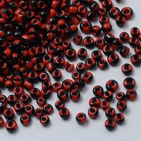 Rocailles Schwarz-Rot gestreift 3mm