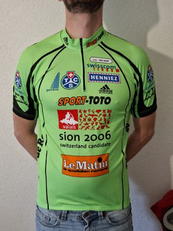 Maillot cyclisme vert Adidas homme taille L Sion 2006