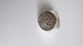 Silberring mit mechanischen Uhrwerk hand made