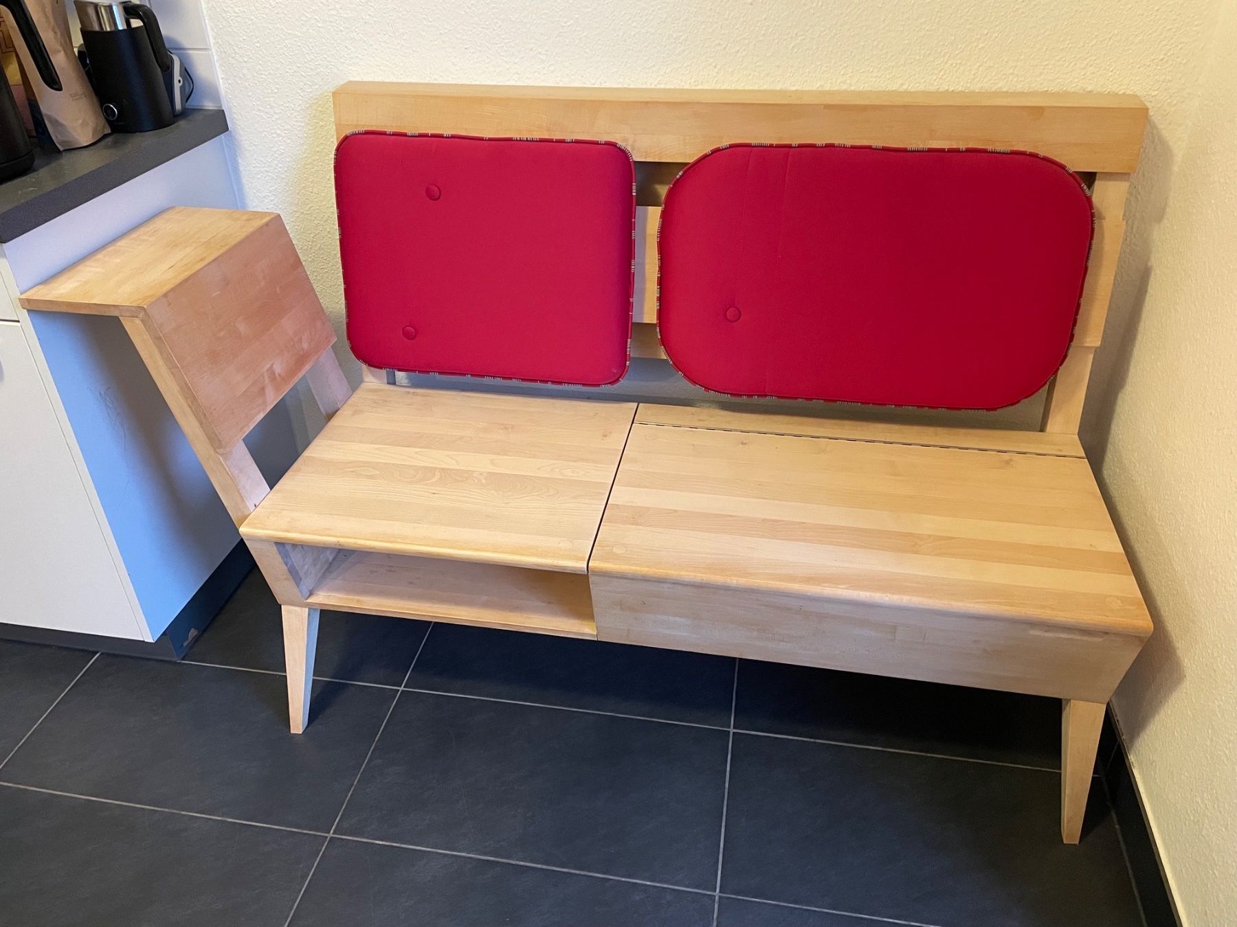 Bänke: Design Holzbank gepolstert – Gebraucht aus Luzern von Nelemamuk 7