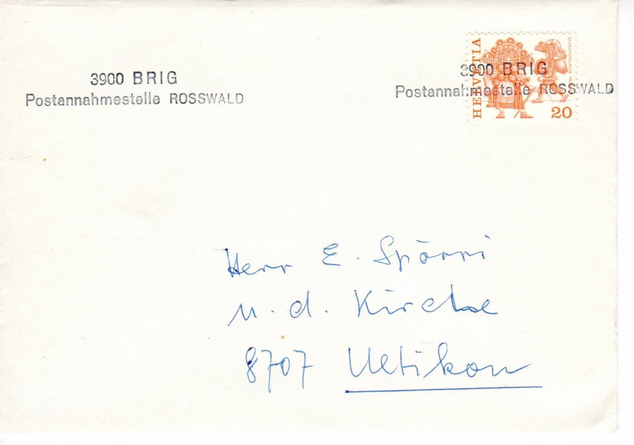 Alle Briefmarken: Postannahmestelle Rosswald 3900 Brig – Gebraucht aus Wolhusen von Curver9