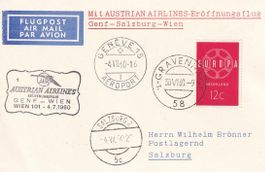 Erstflug Austrian Airlines Genf - Salzburg 1960, ab NL