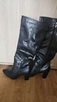 Elegante Damen Lederstiefel Schwarz Gr. 39