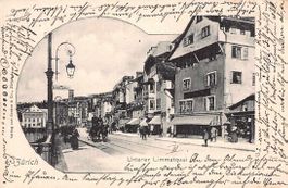 Schöne alte Postkarte ZÜRICH Limmatquai belebt 1903