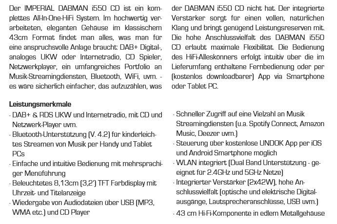 Lettore multimediale & Streamer: Imperial Dabman i550 CD All-In-One-HiFi System – Nuovo (secondo la descrizione) da Otelfingen venduto da 4Tapout 4