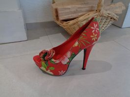Wunderschöner PIN UP Pumps rot-bunt Gr. 36 - 191112
