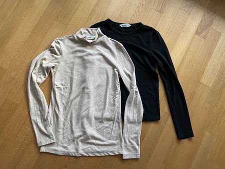 Langarmshirts beige und schwarz Gr. M