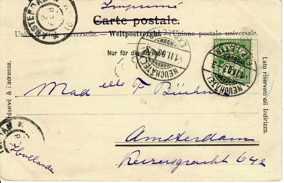 Cartoline postali: Serrières 1903 – Usato da Hochdorf venduto da Ziegel-16 1
