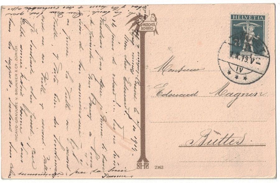 Cartoline postali: Cabane dans la forêt (Mischol), circulée 1919 – Usato da Frauenfeld venduto da POML 1