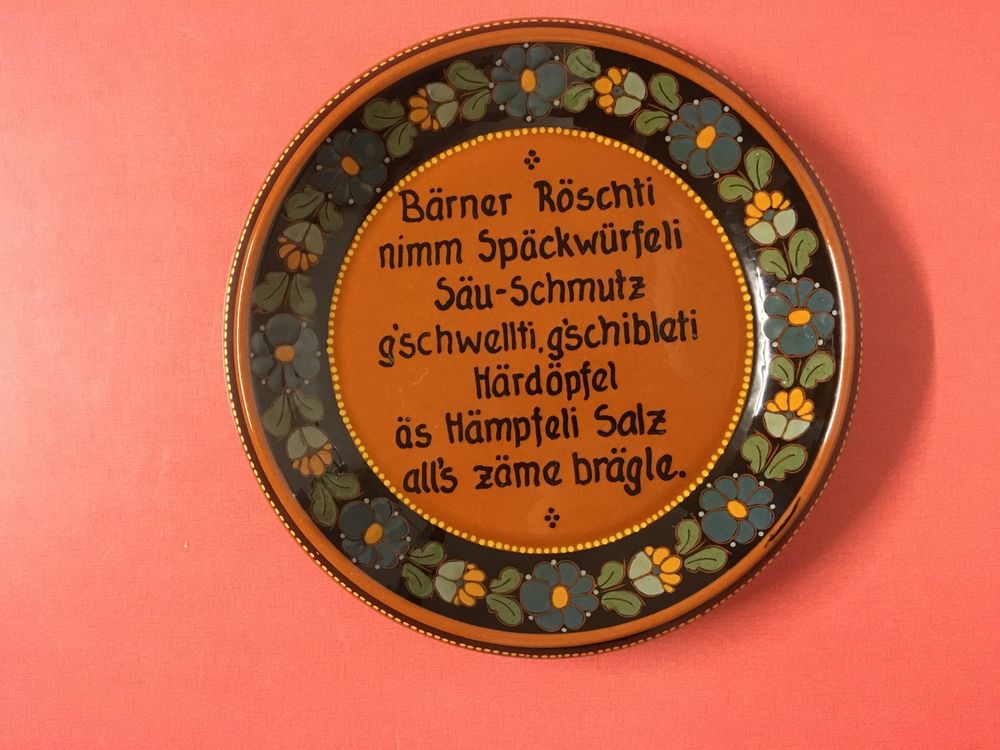 Keramik Wandteller, Kuchen Teller mit Spruch in Berndeutsch Kaufen