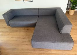 Ecksofa Stoff grau linke Ausrichtung guter Zustand
