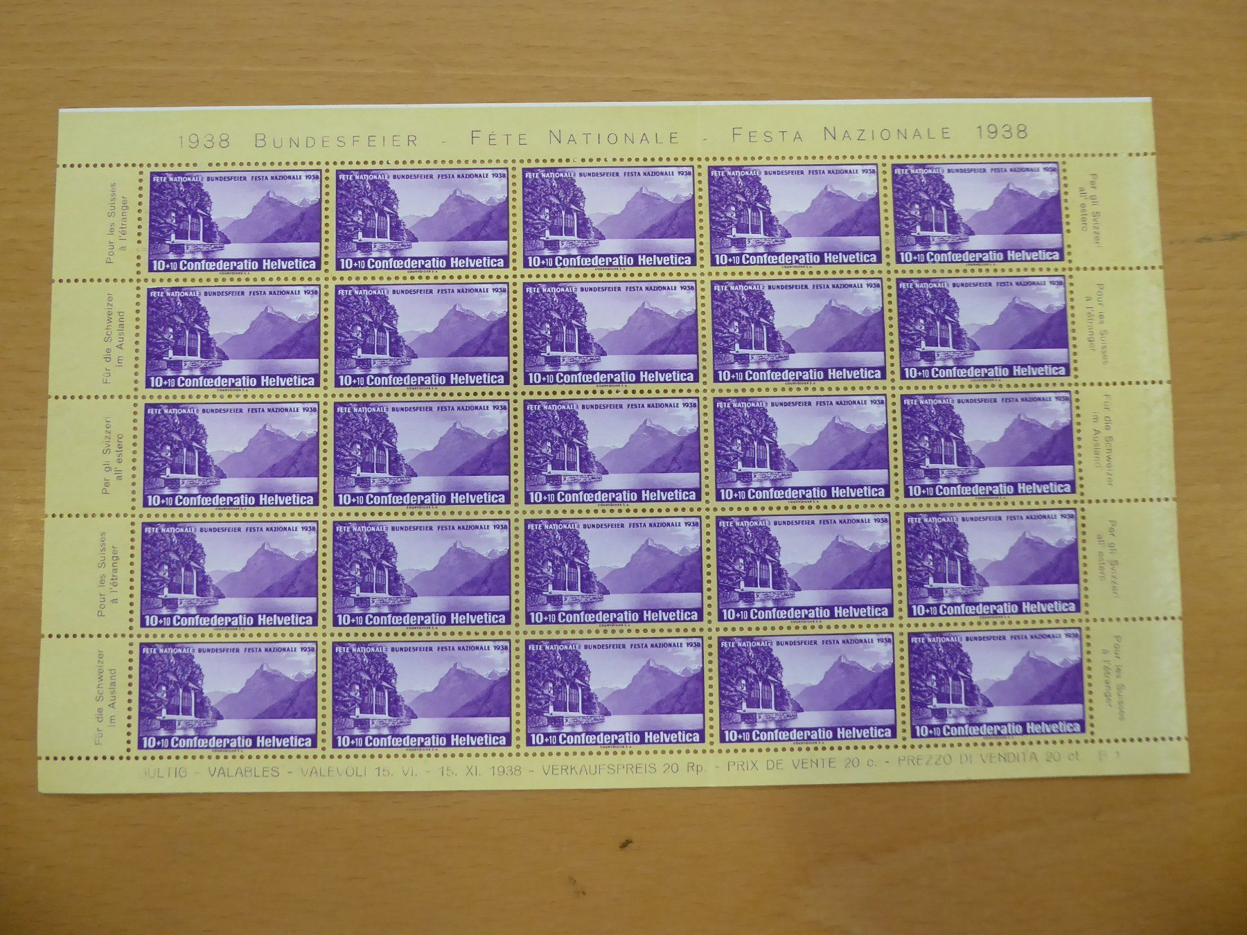 Alle Briefmarken: Bogen Pro Patria – Gebraucht aus Rothrist von swisstools