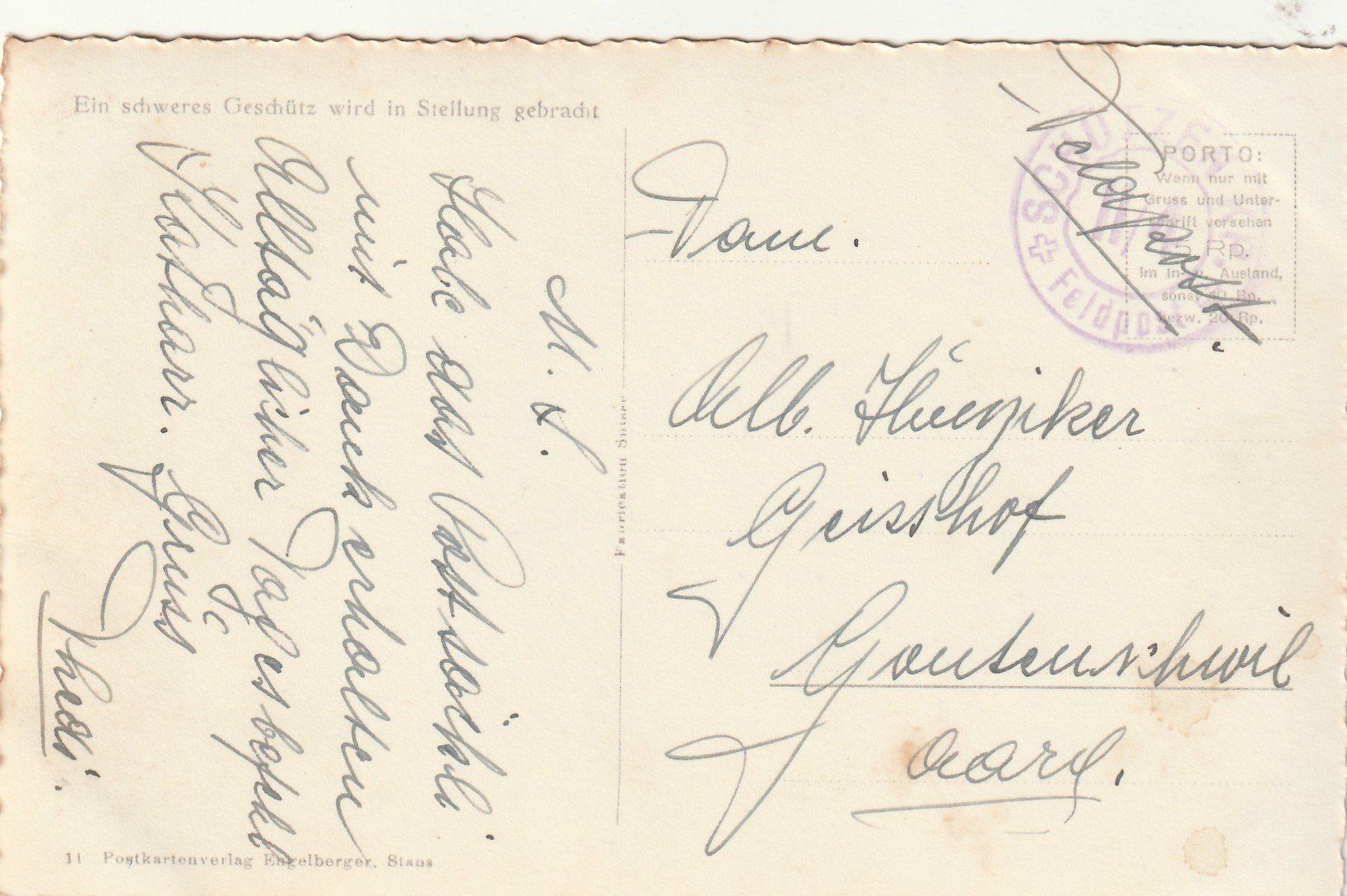 Cartoline postali: Schweres Geschütz wird in Stellung gebracht – Usato da Rorschacherberg venduto da fratovi2 1